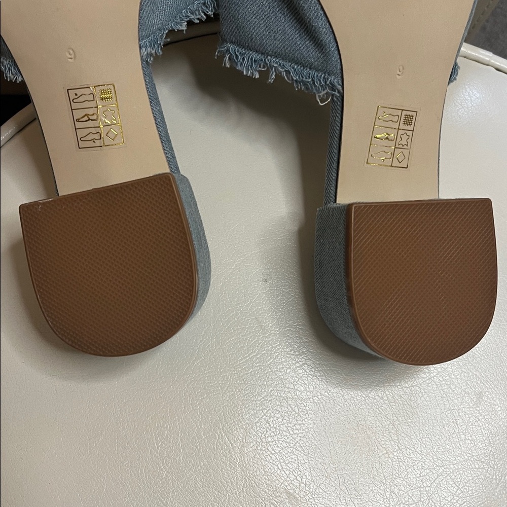 Anthropologie Jeffery Campbell Denim Slides Size 9 - Picture 11 of 12